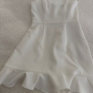 French Connection Whisper Ruffled Hem Dress White Polyester Women Size 0